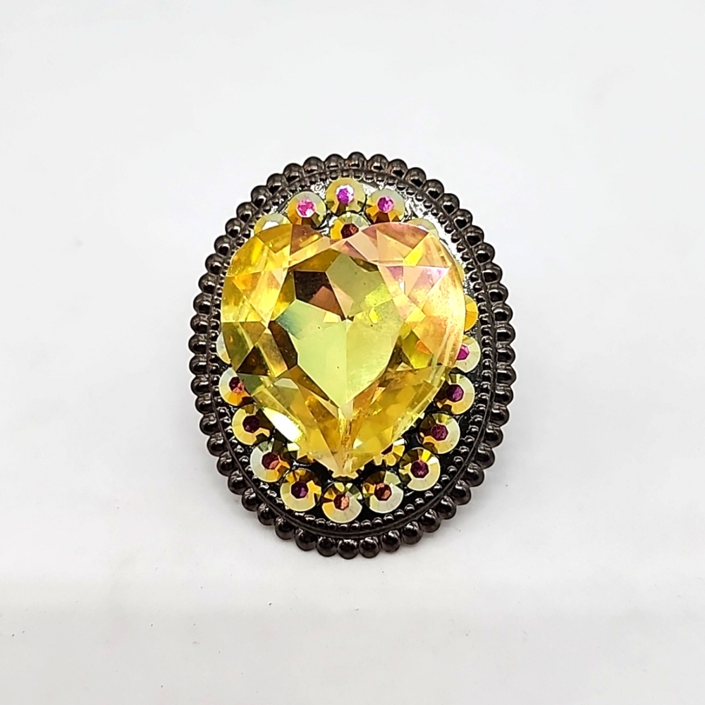 SWAROVSKI LEMON RHINESTONE HEART COCKTAIL RING🍋🍋🍋🍋